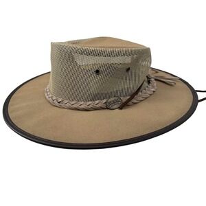 BARMAH Handcrafted in Australia Men's Large Canvas Drover Hat Vented Outdoors